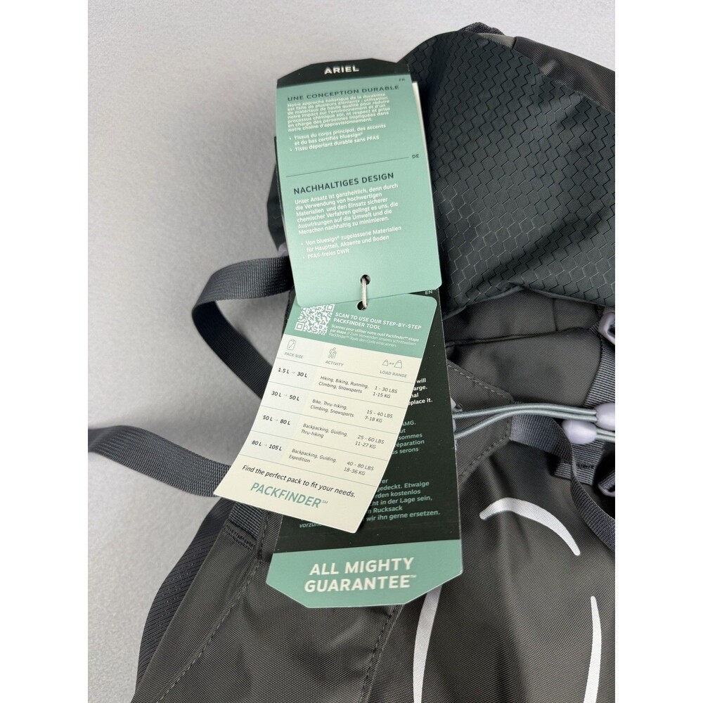 NWT Osprey Ariel 65 L Women’s Hiking Backpack Camping Pack Green Gray 3967 Cu.in - Picture 16 of 16